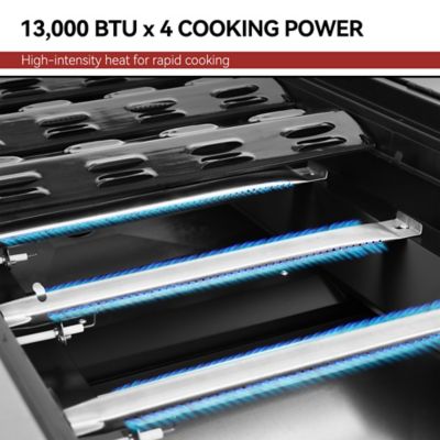 Image showing 8 th Royal Gourmet 8-Burner Propane Gas Flat Top Grill with Side Tables and Slatted Bottom Shelves, 993 sq. in., Black