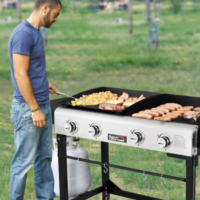 Image showing 9 th Royal Gourmet 4-Burner Portable Propane Gas Flat Top Grill and Griddle with Folding Legs, 606 sq. in., Black/Silver