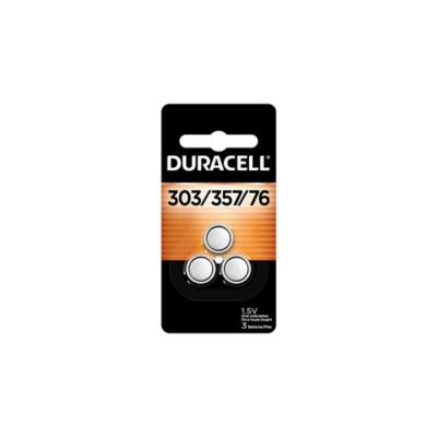 Duracell 303/357/76S Silver Oxide Button Batteries, 3-Pack