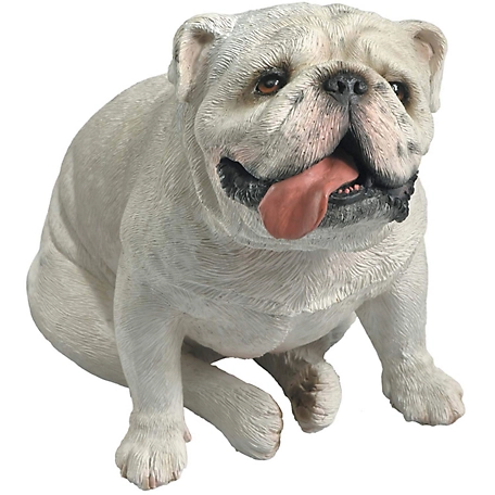 Sandicast Mid Size White Bulldog Dog Sculpture