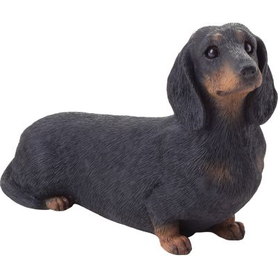 Sandicast Mid Size Black Dachshund Dog Sculpture