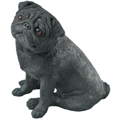 Sandicast Mid Size Black Pug Dog Sculpture