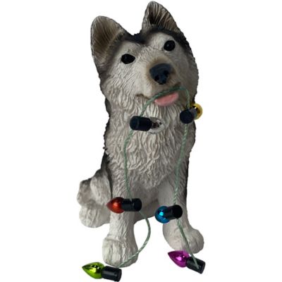 Sandicast Gray Siberian Husky Dog Christmas Tree Ornament
