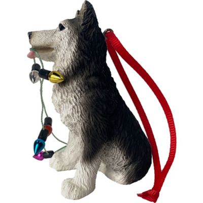 Image showing  Gray Siberian Husky Dog Christmas Tree Ornament