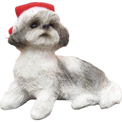 Sandicast Silver/White Shih Tzu Dog Christmas Tree Ornament