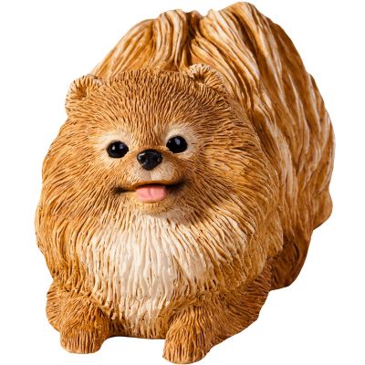 Sandicast Small Size Orange Pomeranian Dog Sculpture