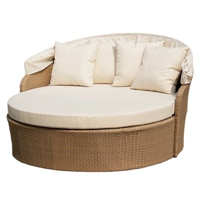 W Unlimited W Home Collection Outdoor Backyard Wicker Canopy Daybed, Light Brown