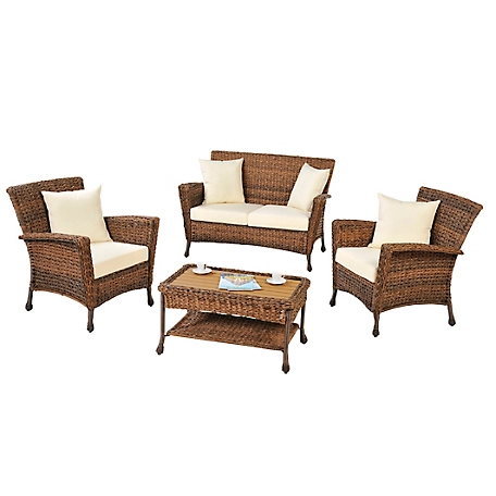 W Unlimited W 4 pc. Home Collection Faux Sea Grass Garden Patio Outdoor Furniture Set