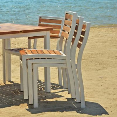 Beespoke 2 pc. Catalina Teak Outdoor Patio Armless Stacking Dining Chair Set