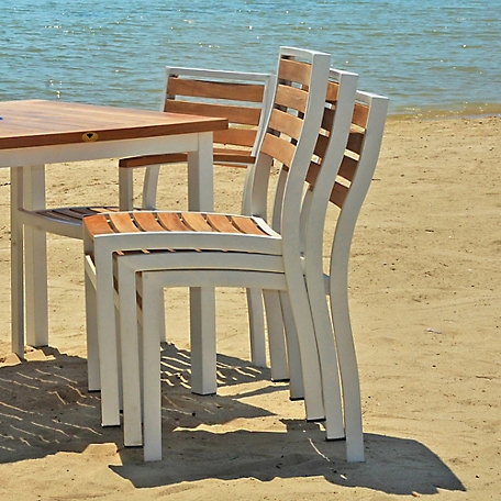 Beespoke 2 pc. Catalina Teak Outdoor Patio Armless Stacking Dining Chair Set