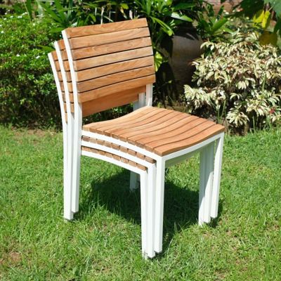 Beespoke 2 pc. Laguna Teak Aluminum Outdoor Patio Dining Chair Set