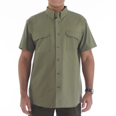Doggy Shirt Army Green with Buttons and Faux Pocket Trim 