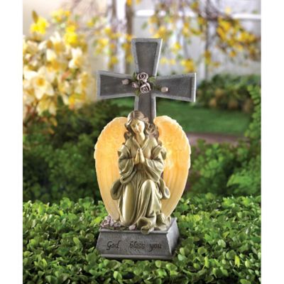 Image showing  Outdoor Blessed Cross Solar Light Statue, 10.75 in.