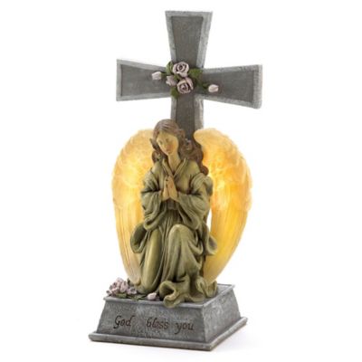Image showing  Outdoor Blessed Cross Solar Light Statue, 10.75 in.