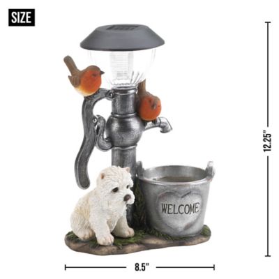 Image showing  Outdoor Little Pup and Water Pump Solar Light Statue, 12.25 in.