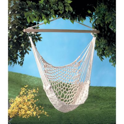 Image showing  39.25 in. x 46 in. Cotton and Wood Hammock Chair