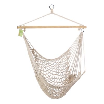 Image showing  39.25 in. x 46 in. Cotton and Wood Hammock Chair