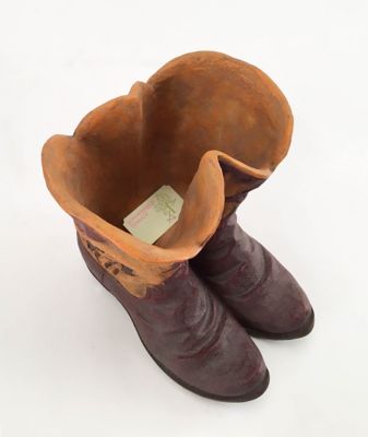 Image showing  Polyresin Cowboy Boots Garden Planter
