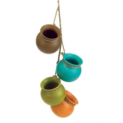 Design Imports Terracotta Dangling Mini Pots, 4-Pack