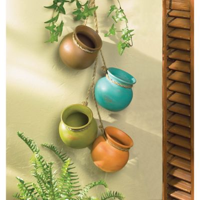 Image showing  Terracotta Dangling Mini Pots, 4-Pack