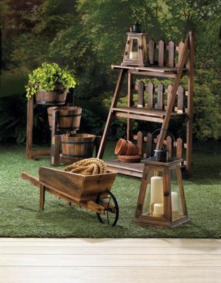 Image showing  Wood Country Flower Cart Garden Planter