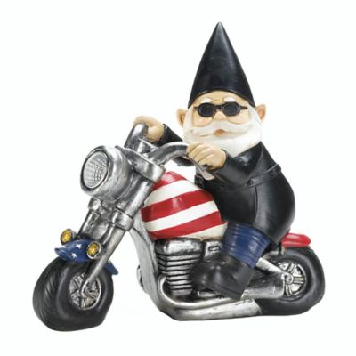 Design Imports Biker Gnome Solar Statue