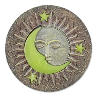 Design Imports Sun and Moon Glowing Solar Light Decorative Garden Stepping Stone, 4505108V