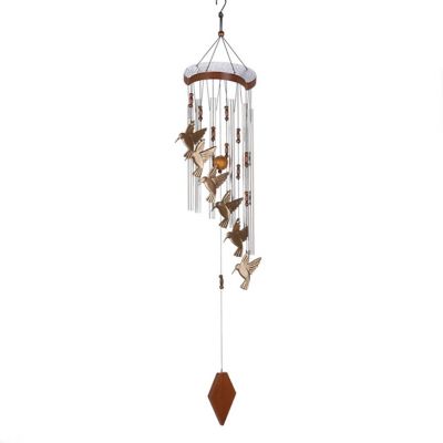 Design Imports Hummingbird Flutter Wind Chimes, Aluminum, MDF Wood