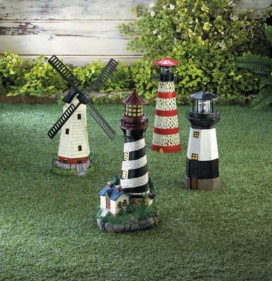 Image showing  Outdoor Windmill Lighthouse Solar Light Statue, 21.12 in.