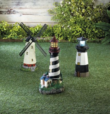 Image showing  Outdoor Windmill Lighthouse Solar Light Statue, 21.12 in.