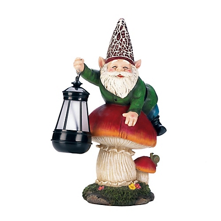 Design Imports Gnome on Mushroom Solar Statue
