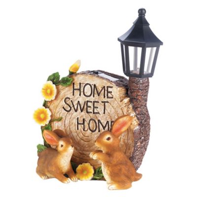 Design Imports Outdoor Home Sweet Home Bunnies Solar Light Statue, 4504694V