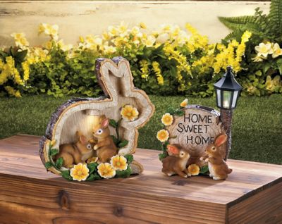 Image showing  Outdoor Home Sweet Home Bunnies Solar Light Statue, 9.75 in.