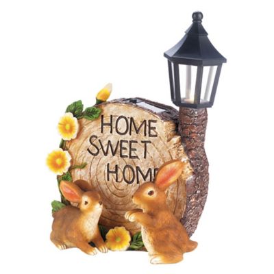 Image showing  Outdoor Home Sweet Home Bunnies Solar Light Statue, 9.75 in.