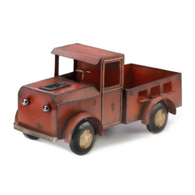 Design Imports Iron Red Truck Solar Light Garden Planter