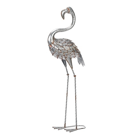 Design Imports Standing Tall Galvanized Flamingo Statue