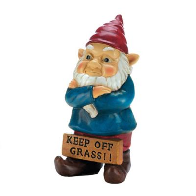 Design Imports Keep Off Grass Grumpy Gnome Decorative Garden Statue, 4504670V
