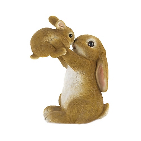 Design Imports Playful Mom and Baby Rabbit Figurine, 6.5 in. x 4 in. x 8 in., 0.8 lb.