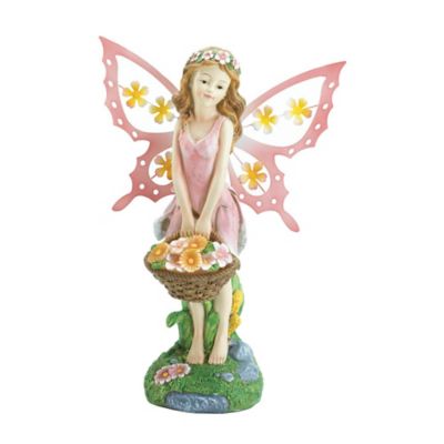 Design Imports Pink Fairy Solar Garden Statue