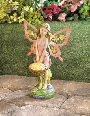 Image showing  Pink Fairy Solar Garden Statue, 7.75 in. x 4.37 in. x 10.75 in.