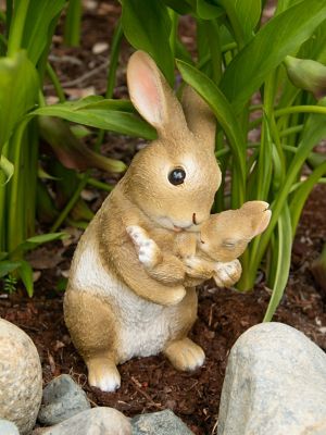Image showing  Mom and Baby Rabbit Figurine, 7 in. x 6 in. x 10 in.