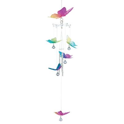 Design Imports Rainbow Butterfly Wind Chimes, Metal, Acrylic