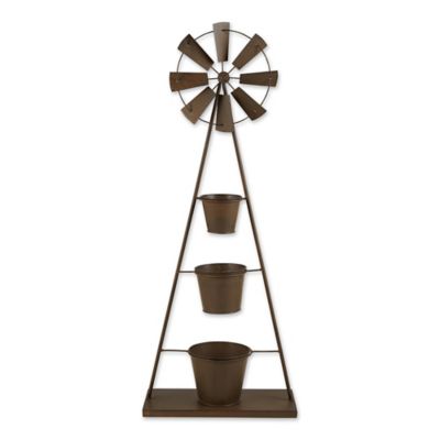 Zingz Home Iron Windmill Decorative Plant Stand