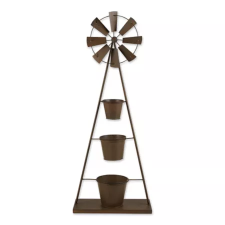 Design Imports Decorative Iron Windmill Plant Stand Planters