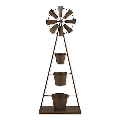 Design Imports Iron Windmill Decorative Plant Stand