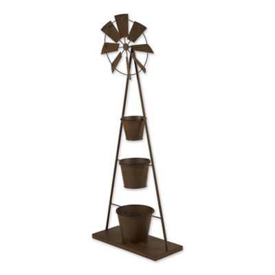 Image showing  Iron Windmill Decorative Plant Stand