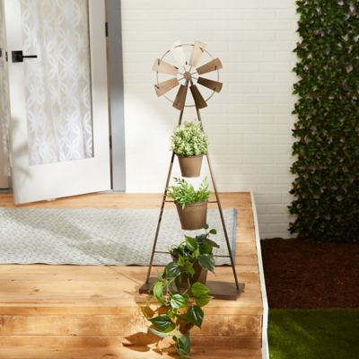 Image showing  Iron Windmill Decorative Plant Stand