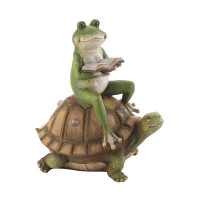 Zingz Home Frog and Turtle Solar Statue, 10.5 in. x 7 in. x 11 in.