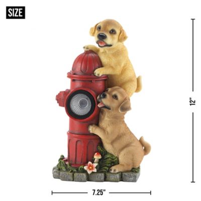 Image showing  Dogs and Fire Hydrant Solar Light Statue, 7.25 in. x 5 in. x 12 in.