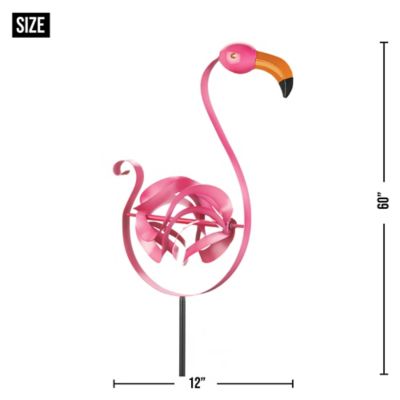 Flamingo Holiday Wind Chimes Red Flamingo with Bell Windmill for Garden 